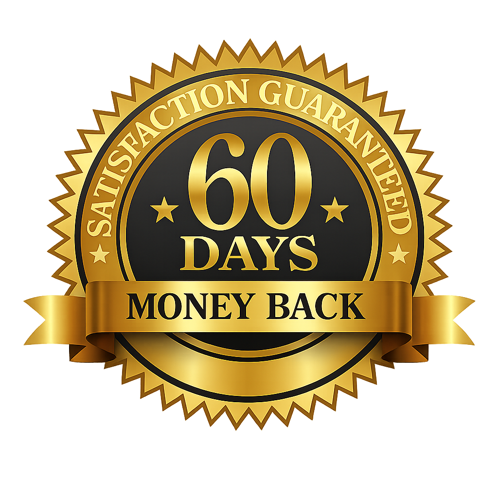 60-day money-back guarantee seal